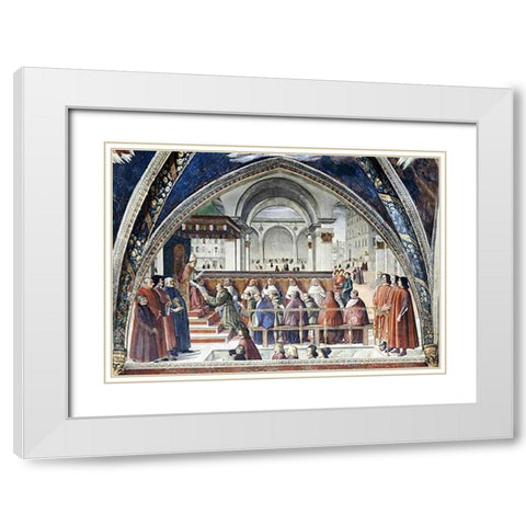 Confirmation of The Order of Saint Francis White Modern Wood Framed Art Print with Double Matting by Ghirlandaio, Domenico