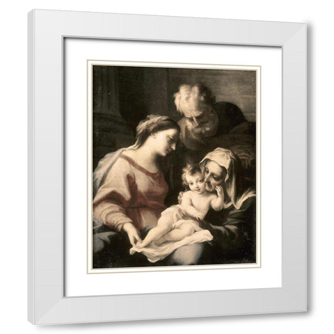Holy Family White Modern Wood Framed Art Print with Double Matting by Giordano, Luca