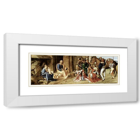 Adoration of The Magi White Modern Wood Framed Art Print with Double Matting by Giorgione, Giorgio