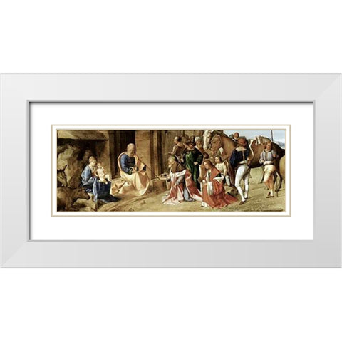 Adoration of The Magi White Modern Wood Framed Art Print with Double Matting by Giorgione, Giorgio