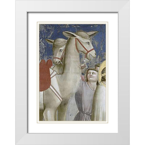 Adoration of The Magi - Detail White Modern Wood Framed Art Print with Double Matting by Giotto
