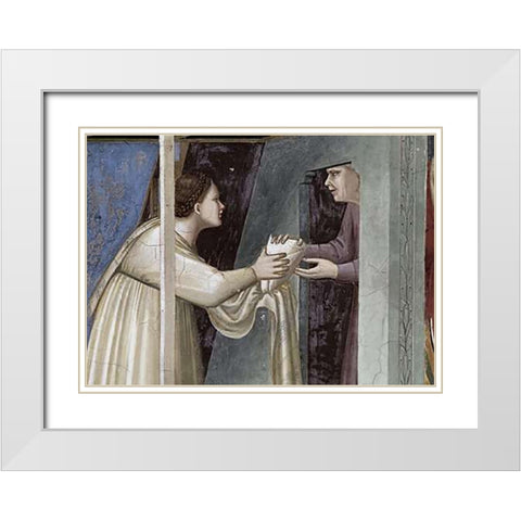 Birth of The Virgin - Detail White Modern Wood Framed Art Print with Double Matting by Giotto