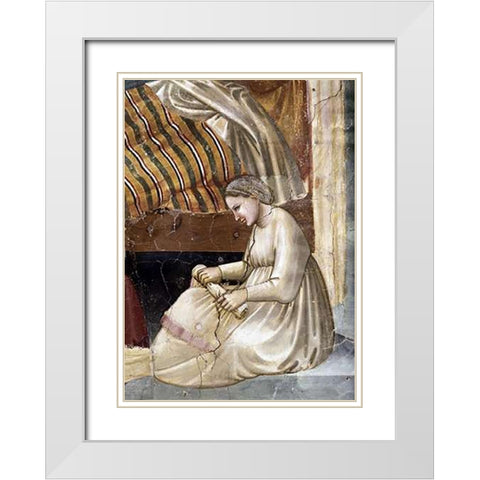 Birth of The Virgin - Detail White Modern Wood Framed Art Print with Double Matting by Giotto