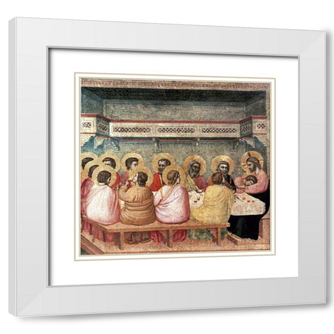 Last Supper White Modern Wood Framed Art Print with Double Matting by Giotto