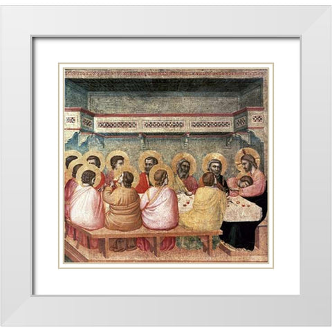 Last Supper White Modern Wood Framed Art Print with Double Matting by Giotto