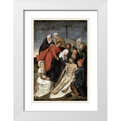 Lamentation White Modern Wood Framed Art Print with Double Matting by Van Der Goes, Hugo