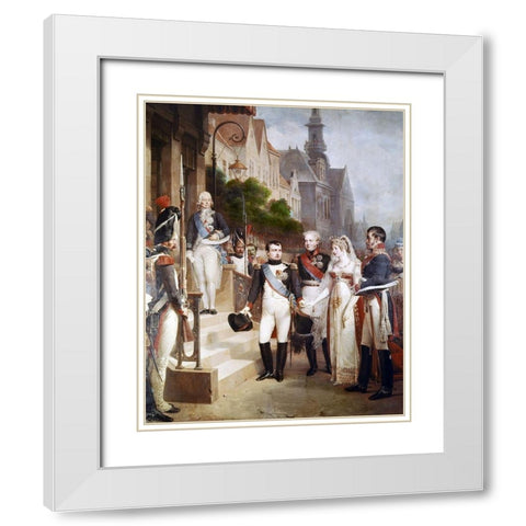 Napoleon Receiving The Queen of Prussia, Tilsit White Modern Wood Framed Art Print with Double Matting by Gosse, William
