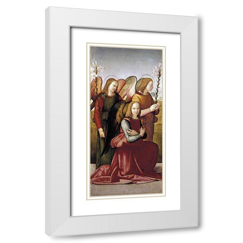 Angels of The Annunciation White Modern Wood Framed Art Print with Double Matting by Granacci, Francesco