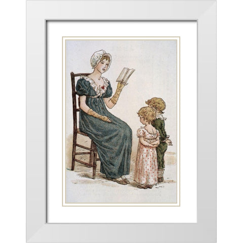 July Kate Greenaways Almanac For 1895 White Modern Wood Framed Art Print with Double Matting by Greenaway, Kate