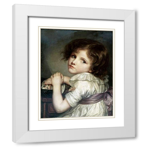 Child With a Doll White Modern Wood Framed Art Print with Double Matting by Greuze, Jean Baptiste