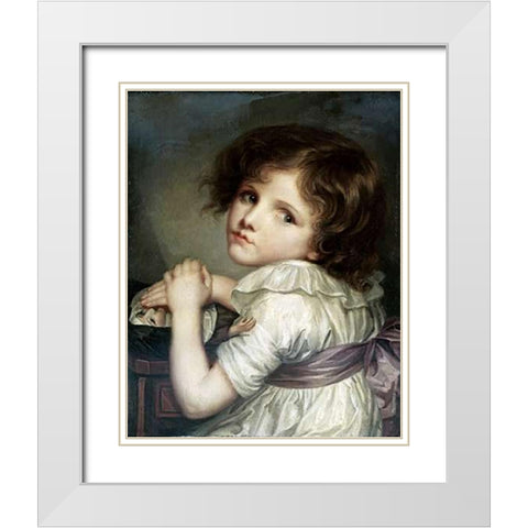 Child With a Doll White Modern Wood Framed Art Print with Double Matting by Greuze, Jean Baptiste