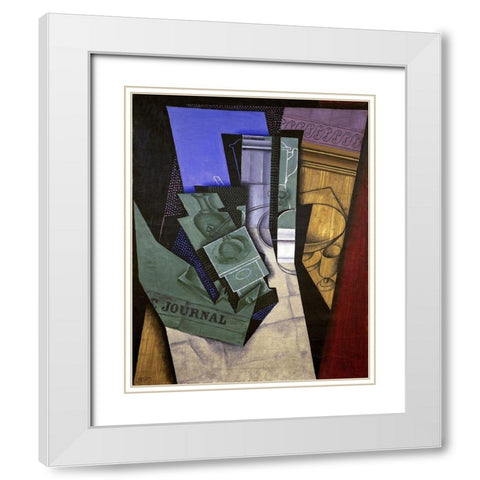 Breakfast White Modern Wood Framed Art Print with Double Matting by Gris, Juan