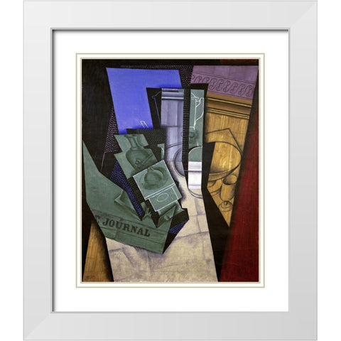 Breakfast White Modern Wood Framed Art Print with Double Matting by Gris, Juan