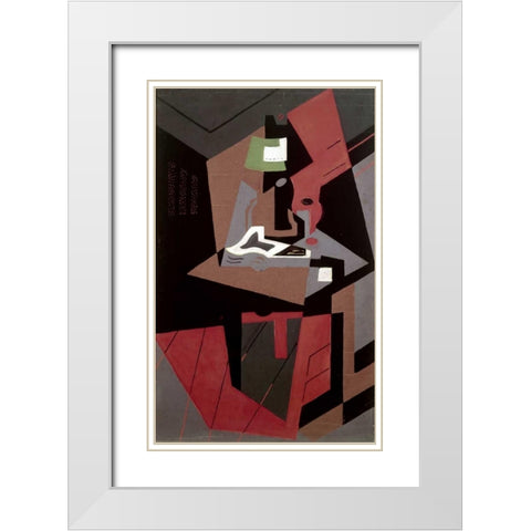Composicion White Modern Wood Framed Art Print with Double Matting by Gris, Juan