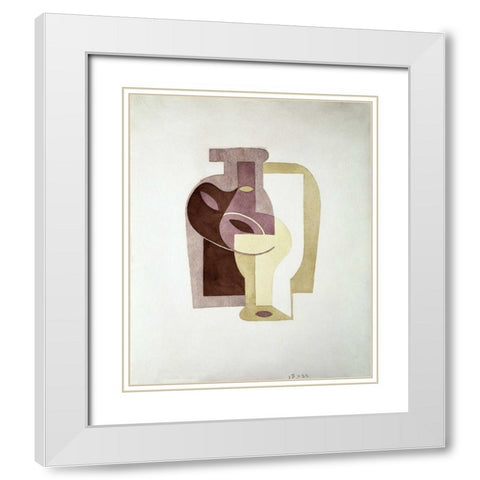 Still Life White Modern Wood Framed Art Print with Double Matting by Gris, Juan