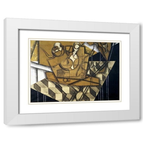 Teacups White Modern Wood Framed Art Print with Double Matting by Gris, Juan