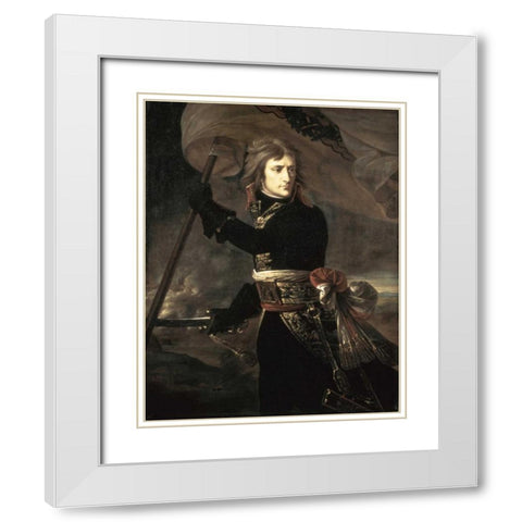 Napoleon On The Bridge at Arcole White Modern Wood Framed Art Print with Double Matting by Gros, Antoine-Jean