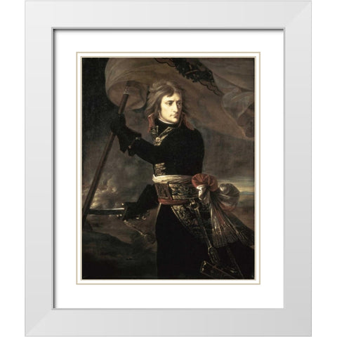 Napoleon On The Bridge at Arcole White Modern Wood Framed Art Print with Double Matting by Gros, Antoine-Jean