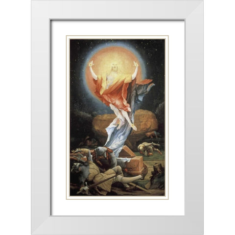 Isenheim Altarpiece: Resurrection White Modern Wood Framed Art Print with Double Matting by Grunewald, Mathias