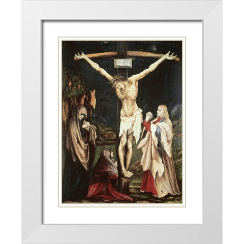 Small Crucifix White Modern Wood Framed Art Print with Double Matting by Grunewald, Mathias