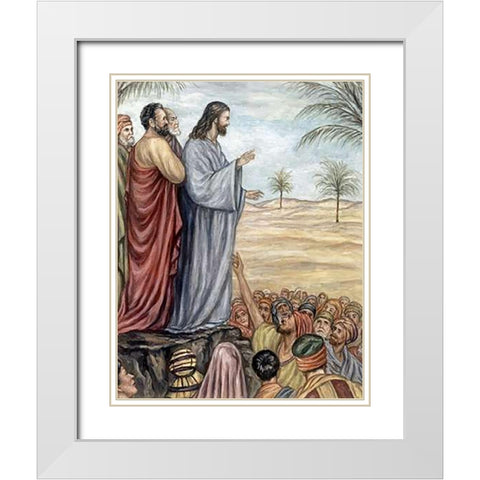 Sermon On The Mount White Modern Wood Framed Art Print with Double Matting by Guercino, Giovanni