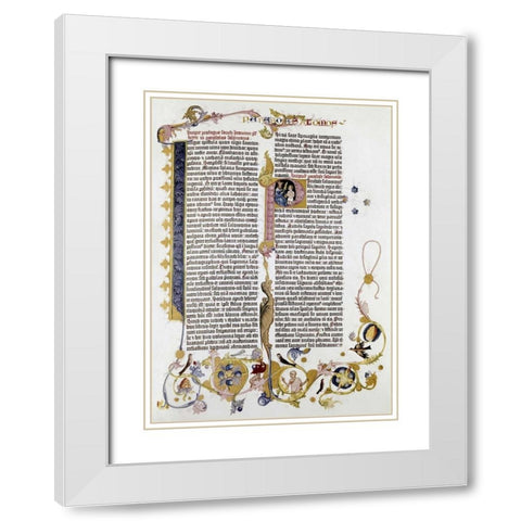 Gutenberg Bible White Modern Wood Framed Art Print with Double Matting by Gutenberg, Johann