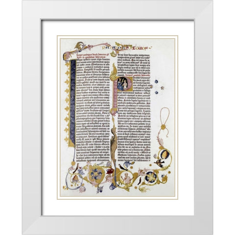 Gutenberg Bible White Modern Wood Framed Art Print with Double Matting by Gutenberg, Johann