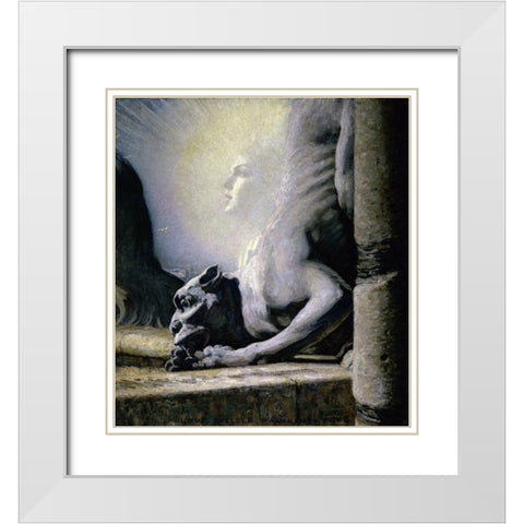 The Sphinx and the Chimera White Modern Wood Framed Art Print with Double Matting by Hawkins, Louis Welden