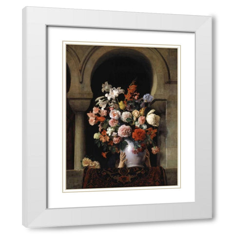 Vase of Flowers In The Window White Modern Wood Framed Art Print with Double Matting by Hayez, Francesco