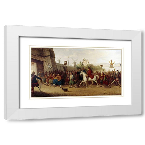 Fools Parade Entering New Amsterdam White Modern Wood Framed Art Print with Double Matting by Heath, William