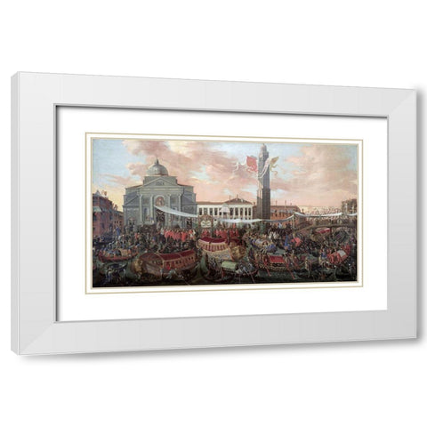 Entrance of Patriarch Federico Corner Into S. Pietro Di Castello White Modern Wood Framed Art Print with Double Matting by Heintz, Joseph