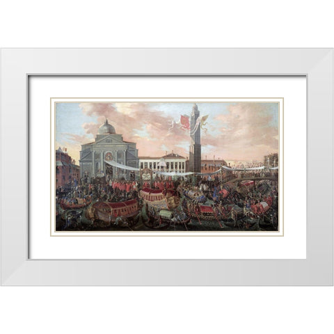 Entrance of Patriarch Federico Corner Into S. Pietro Di Castello White Modern Wood Framed Art Print with Double Matting by Heintz, Joseph
