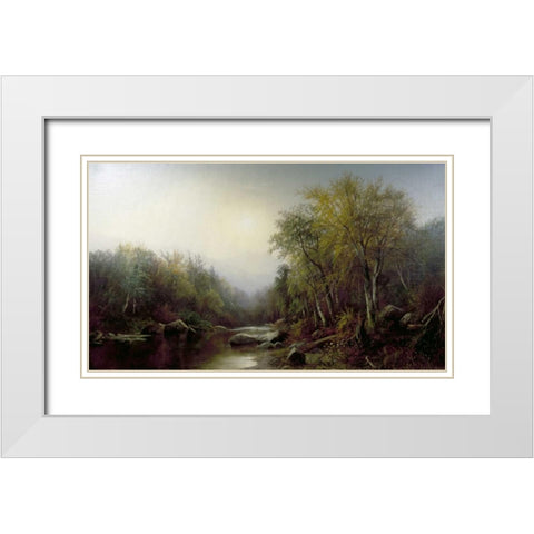 Adirondack Landscape White Modern Wood Framed Art Print with Double Matting by Hekking, Joseph Antonio