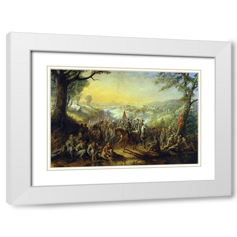 Halt of the Stonewall Brigade White Modern Wood Framed Art Print with Double Matting by Henderson, David English