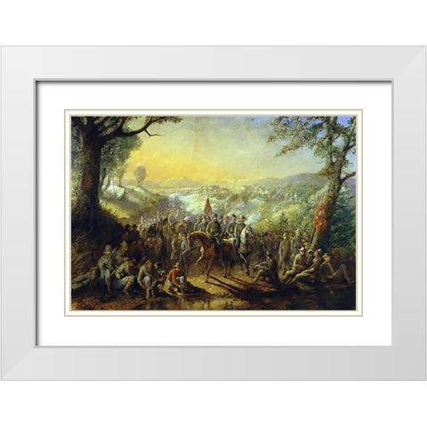 Halt of the Stonewall Brigade White Modern Wood Framed Art Print with Double Matting by Henderson, David English