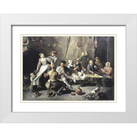 Interior of a Tavern White Modern Wood Framed Art Print with Double Matting by Herp, Willem van