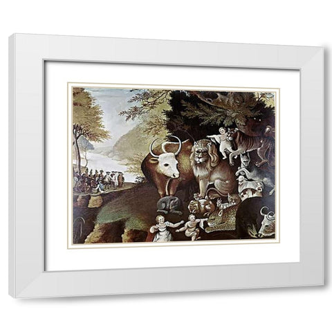 Peaceable Kingdom White Modern Wood Framed Art Print with Double Matting by Hicks, Edward