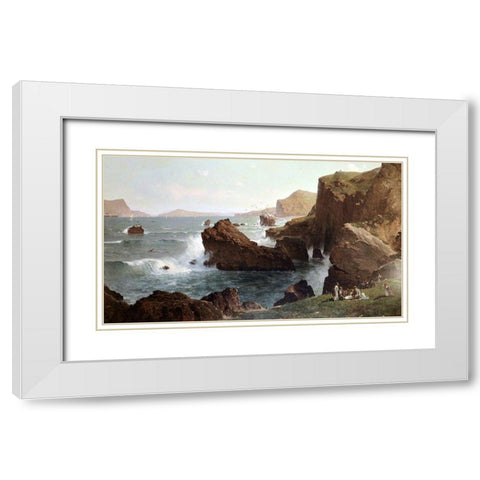 Picnic By The Sea White Modern Wood Framed Art Print with Double Matting by Hill, Thomas
