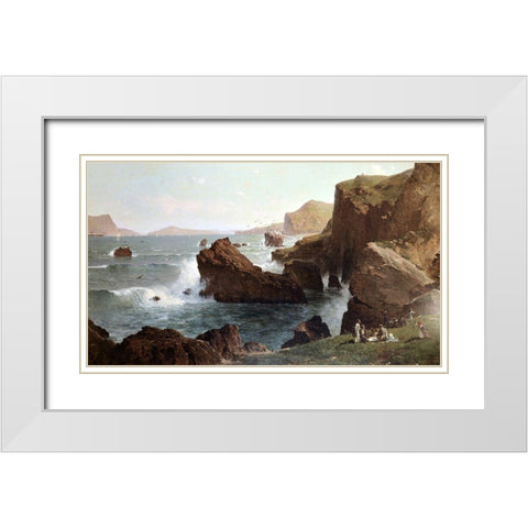 Picnic By The Sea White Modern Wood Framed Art Print with Double Matting by Hill, Thomas