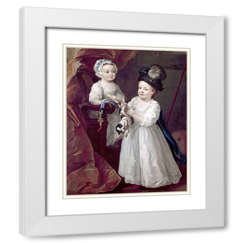 Lord Grey and Lady Mary West As Children White Modern Wood Framed Art Print with Double Matting by Hogarth, William