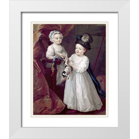 Lord Grey and Lady Mary West As Children White Modern Wood Framed Art Print with Double Matting by Hogarth, William