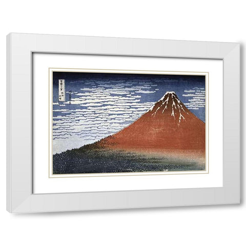 Fuji In Clear Weather White Modern Wood Framed Art Print with Double Matting by Hokusai
