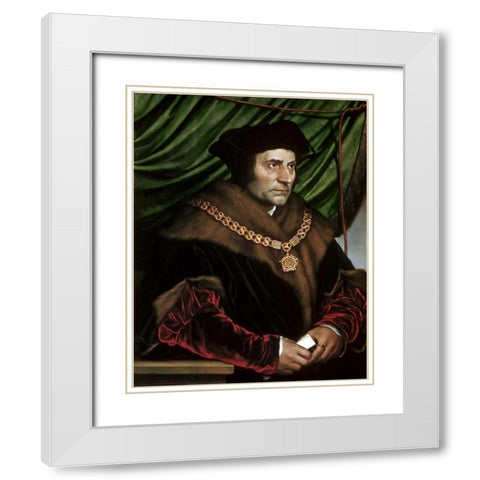 Sir Thomas More White Modern Wood Framed Art Print with Double Matting by Holbein, Hans