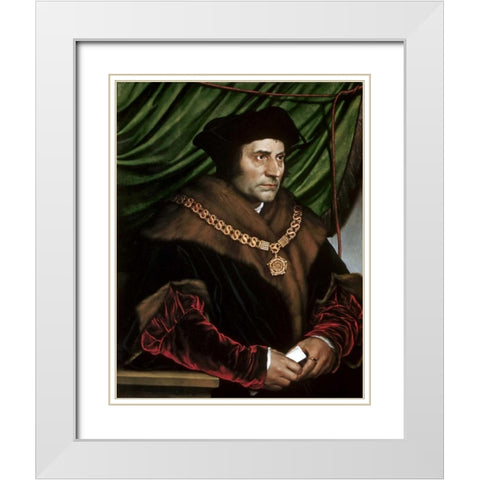 Sir Thomas More White Modern Wood Framed Art Print with Double Matting by Holbein, Hans