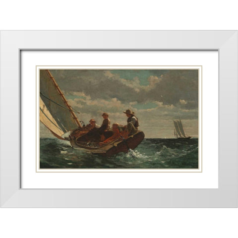 Breezing Up White Modern Wood Framed Art Print with Double Matting by Homer, Winslow