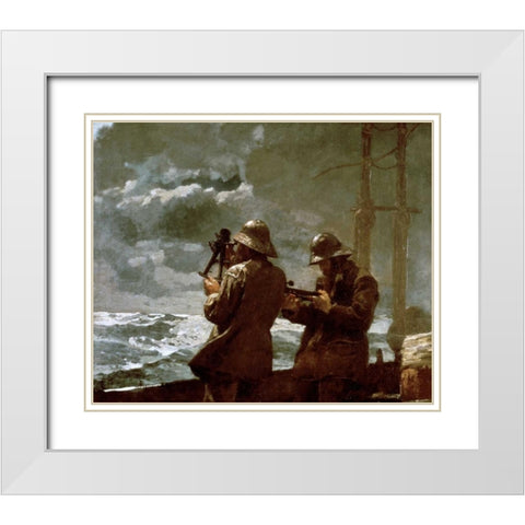 Eight Bells White Modern Wood Framed Art Print with Double Matting by Homer, Winslow