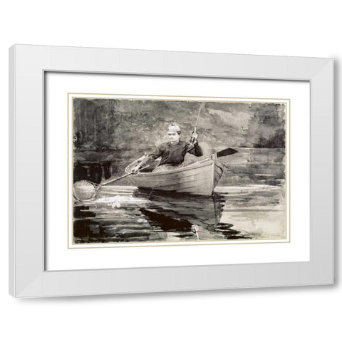 Fly Fishing, Saranac White Modern Wood Framed Art Print with Double Matting by Homer, Winslow