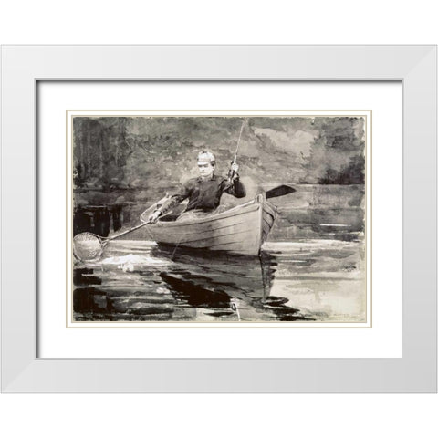 Fly Fishing, Saranac White Modern Wood Framed Art Print with Double Matting by Homer, Winslow
