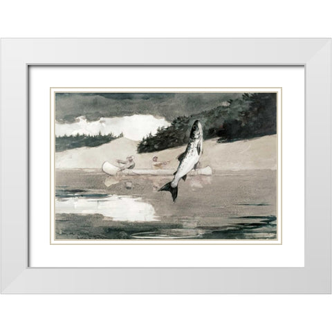 Flying Fish on Lake John White Modern Wood Framed Art Print with Double Matting by Homer, Winslow