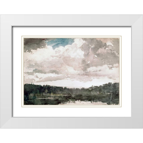 Lone Boat, North Woods Club, Adirondacks White Modern Wood Framed Art Print with Double Matting by Homer, Winslow